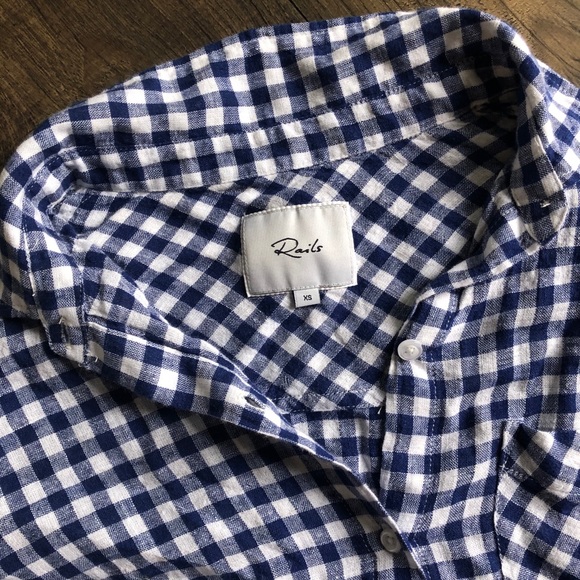 Rails Val Gingham Tie Shirt Button Down XS - Picture 3 of 6